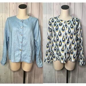 Peck & Peck 100% LINEN Jacket Large Reversible Shell Buttons